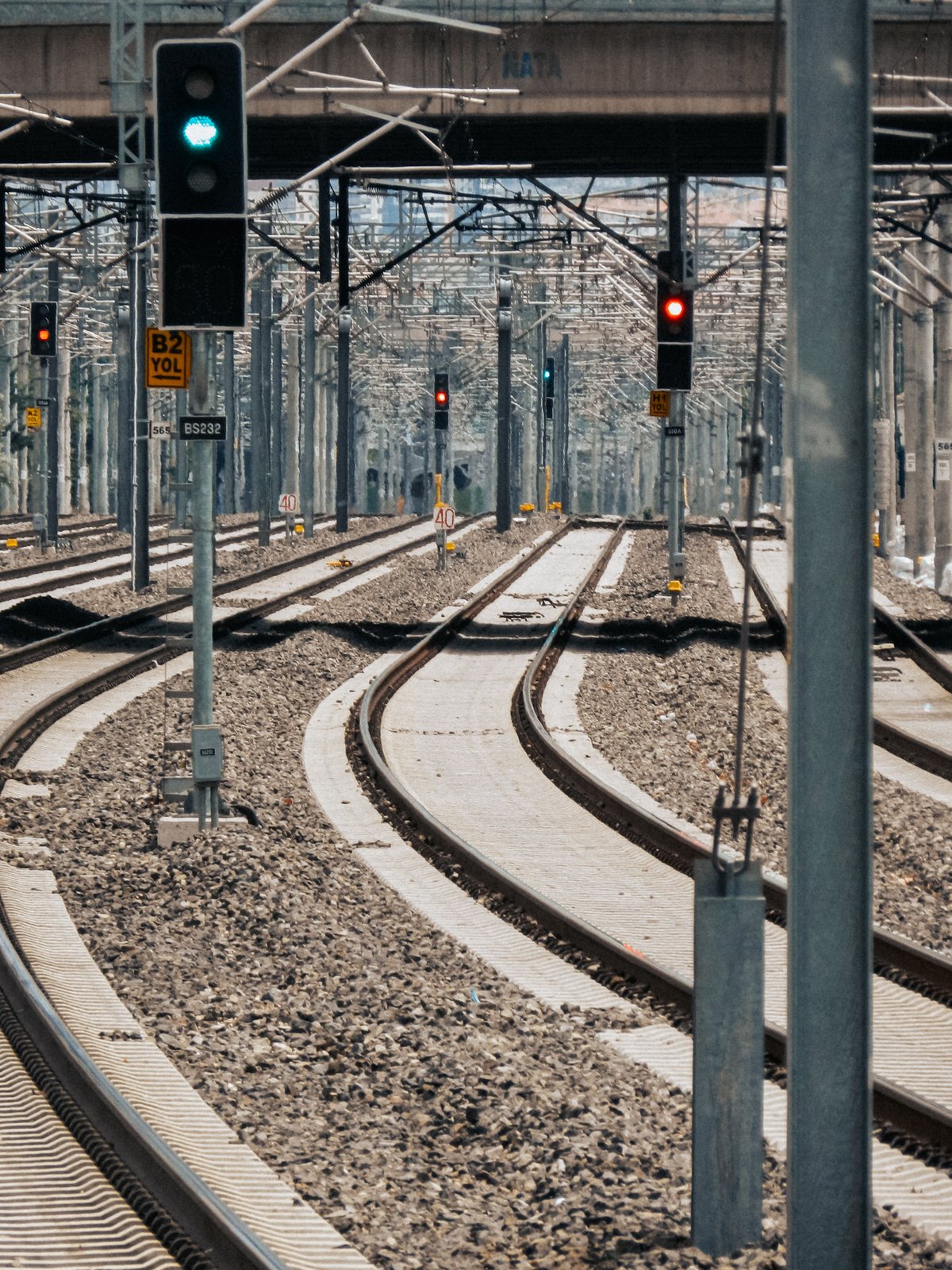 Conta assi: fascio di binari e segnali di stazione